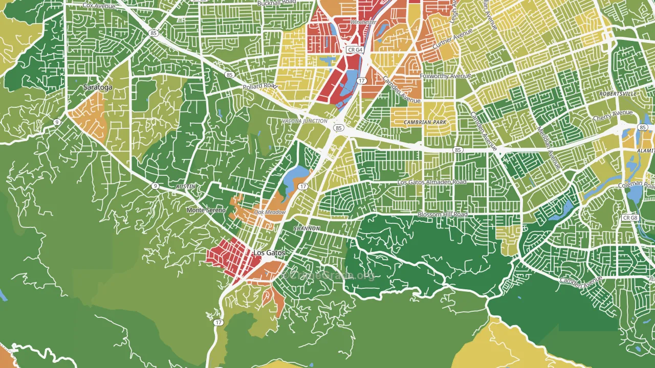95032, CA Map of Vehicle Theft Rates