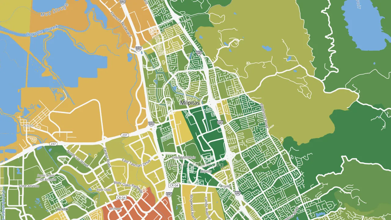95035, CA Map of Vehicle Theft Rates