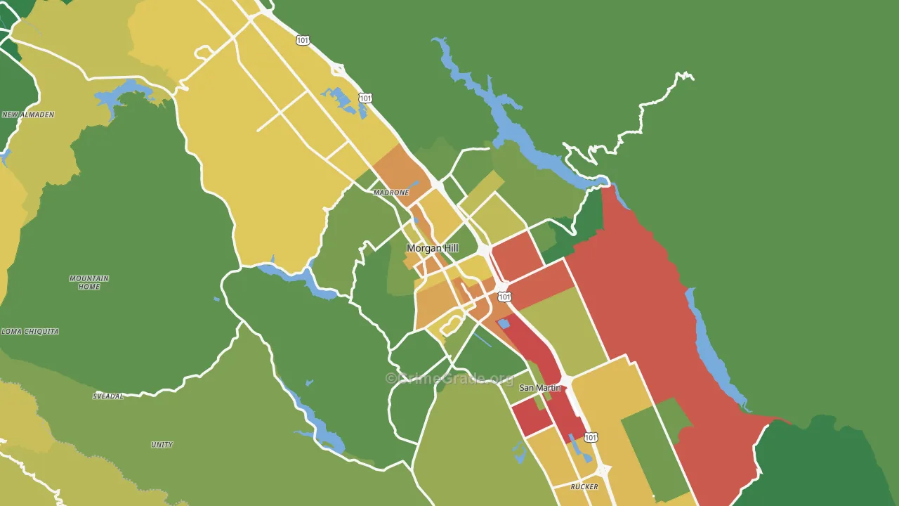 95037, CA Map of Vehicle Theft Rates