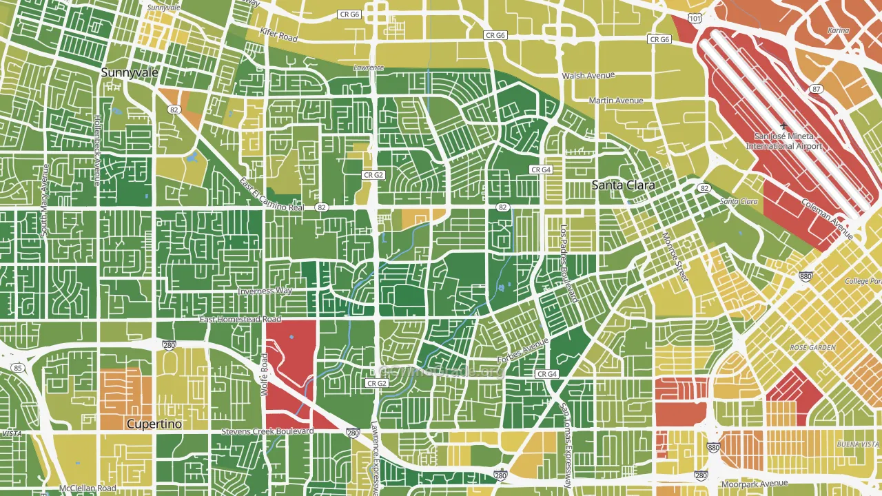 95051, CA Map of Vehicle Theft Rates