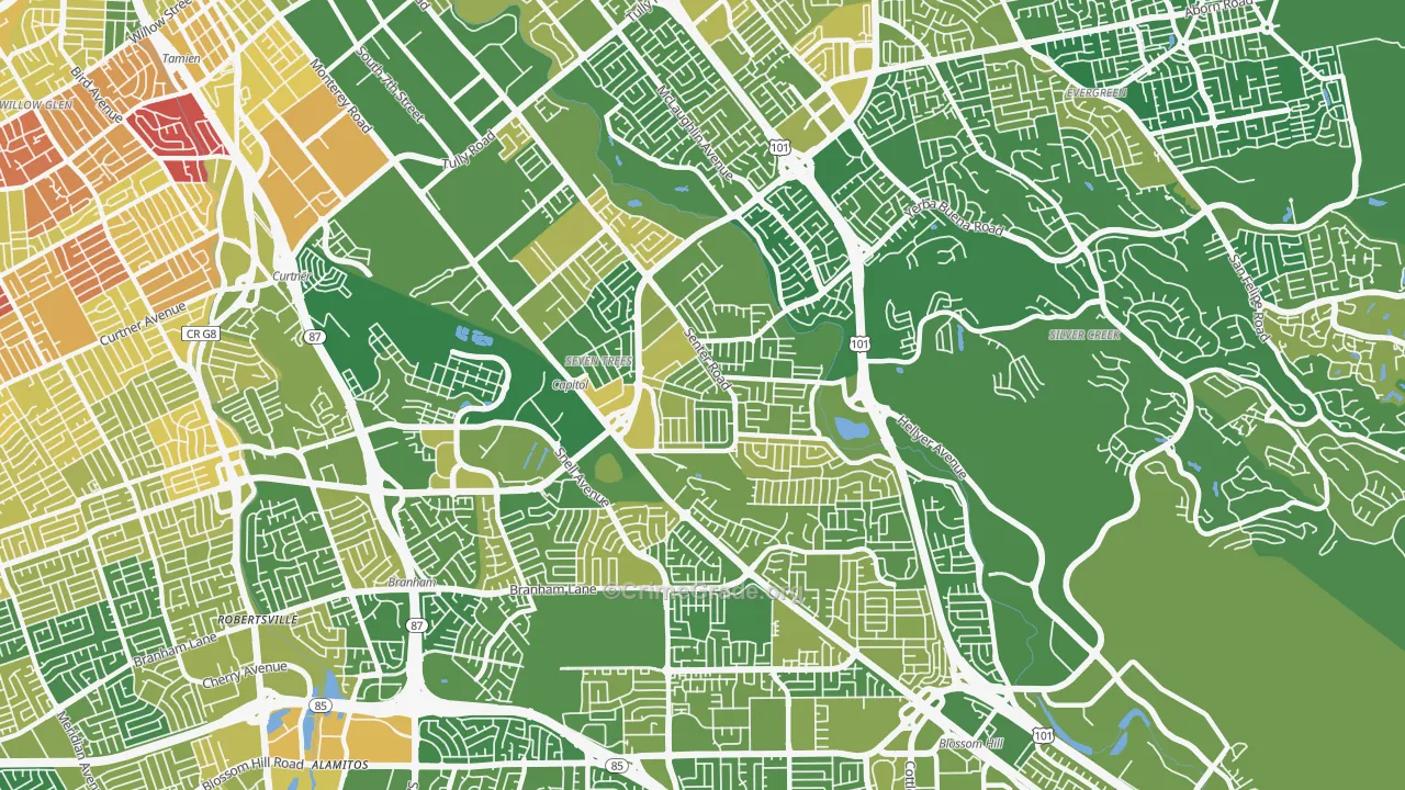 95111, CA Map of Vehicle Theft Rates
