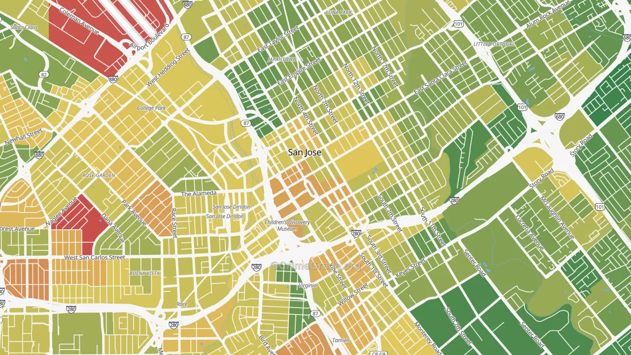 95113, CA Map of Vehicle Theft Rates
