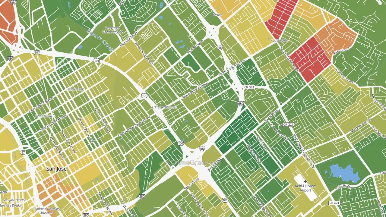 95116, CA Map of Vehicle Theft Rates