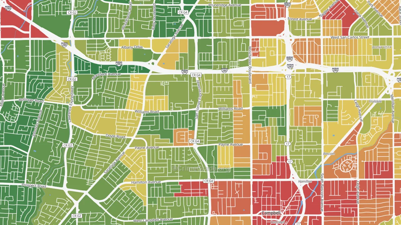 95117, CA Map of Vehicle Theft Rates