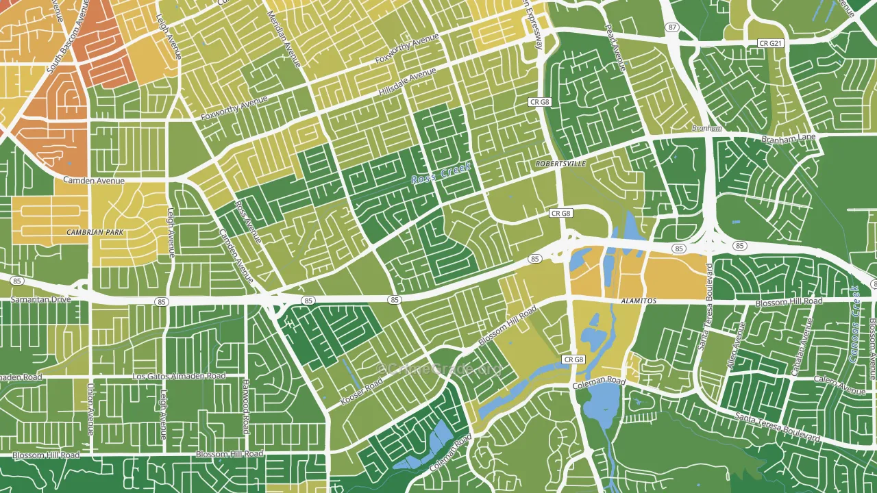 95118, CA Map of Vehicle Theft Rates