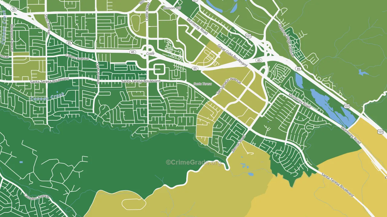 95119, CA Map of Vehicle Theft Rates