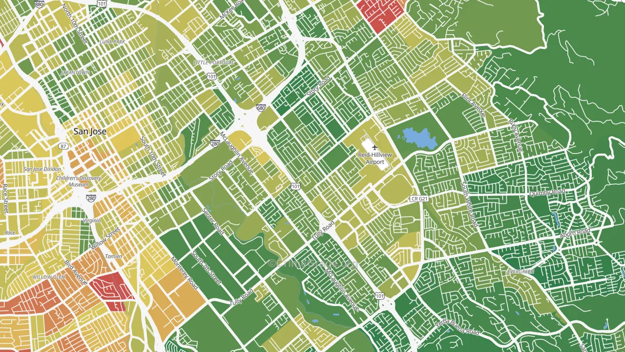 95122, CA Map of Vehicle Theft Rates