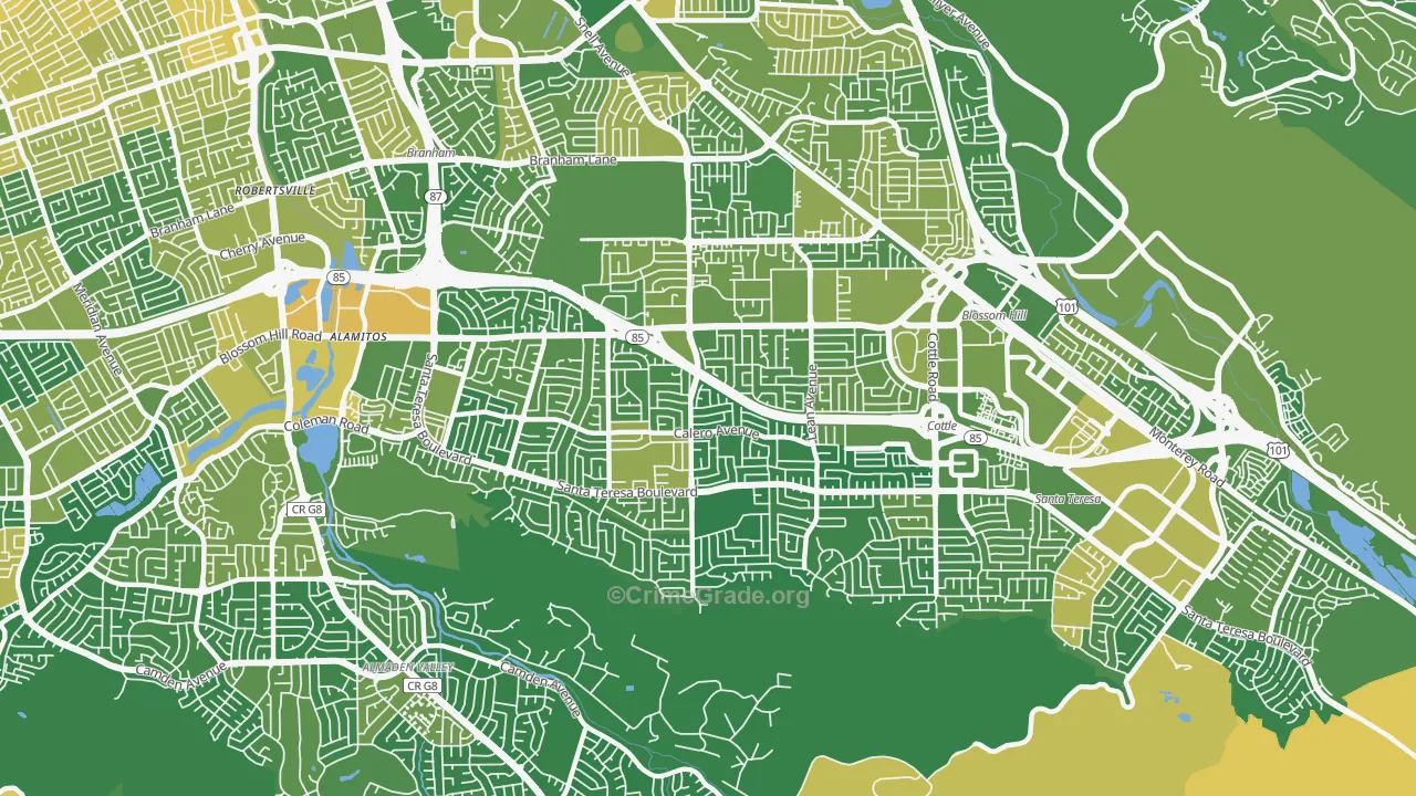 95123, CA Map of Vehicle Theft Rates