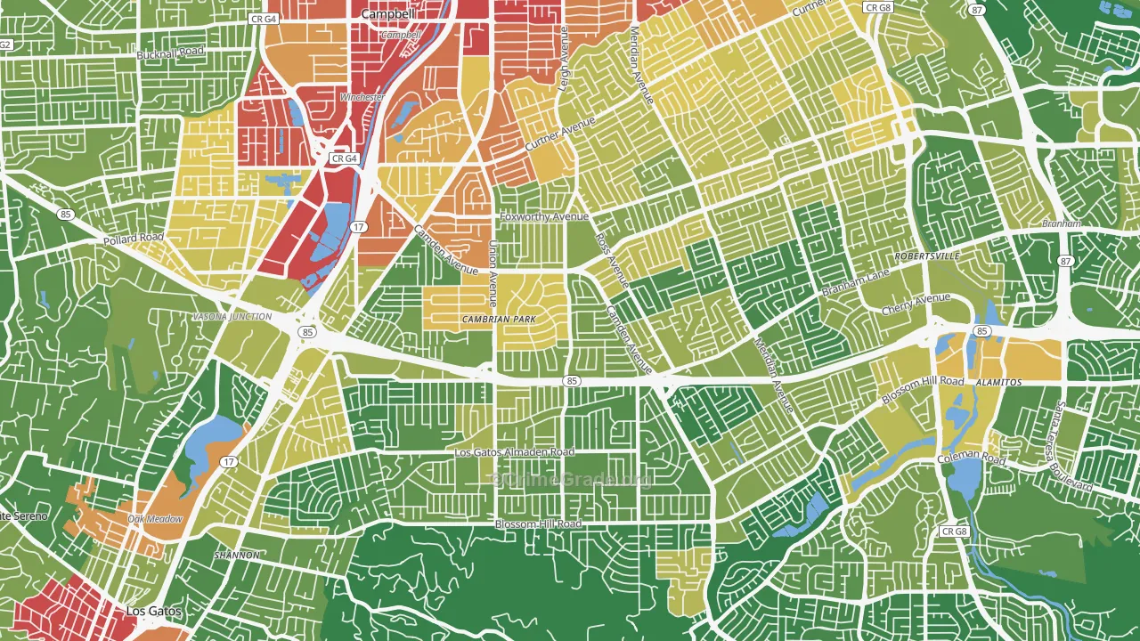 95124, CA Map of Vehicle Theft Rates