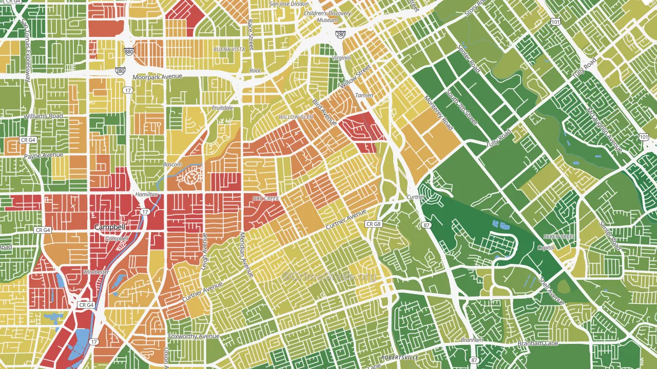 95125, CA Map of Vehicle Theft Rates