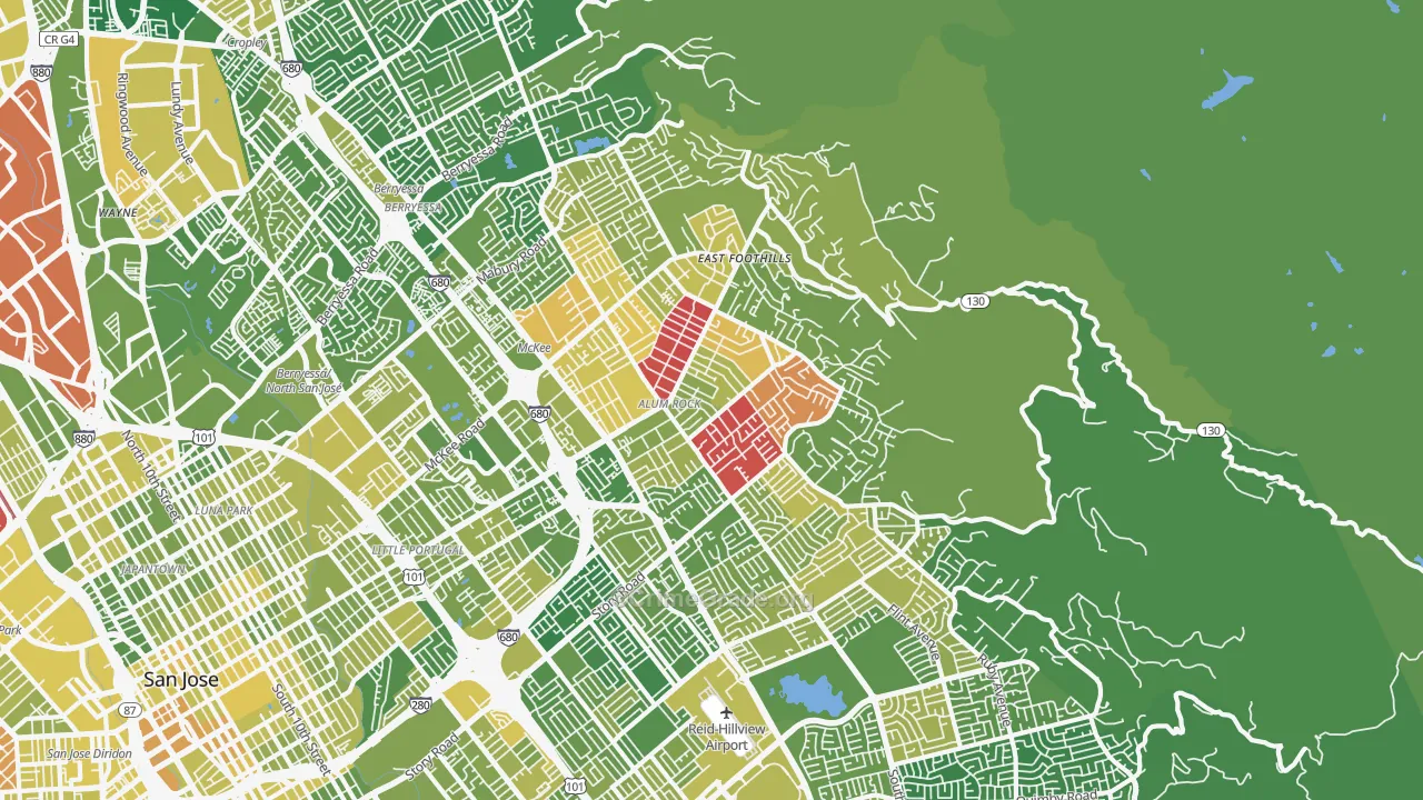 95127, CA Map of Vehicle Theft Rates