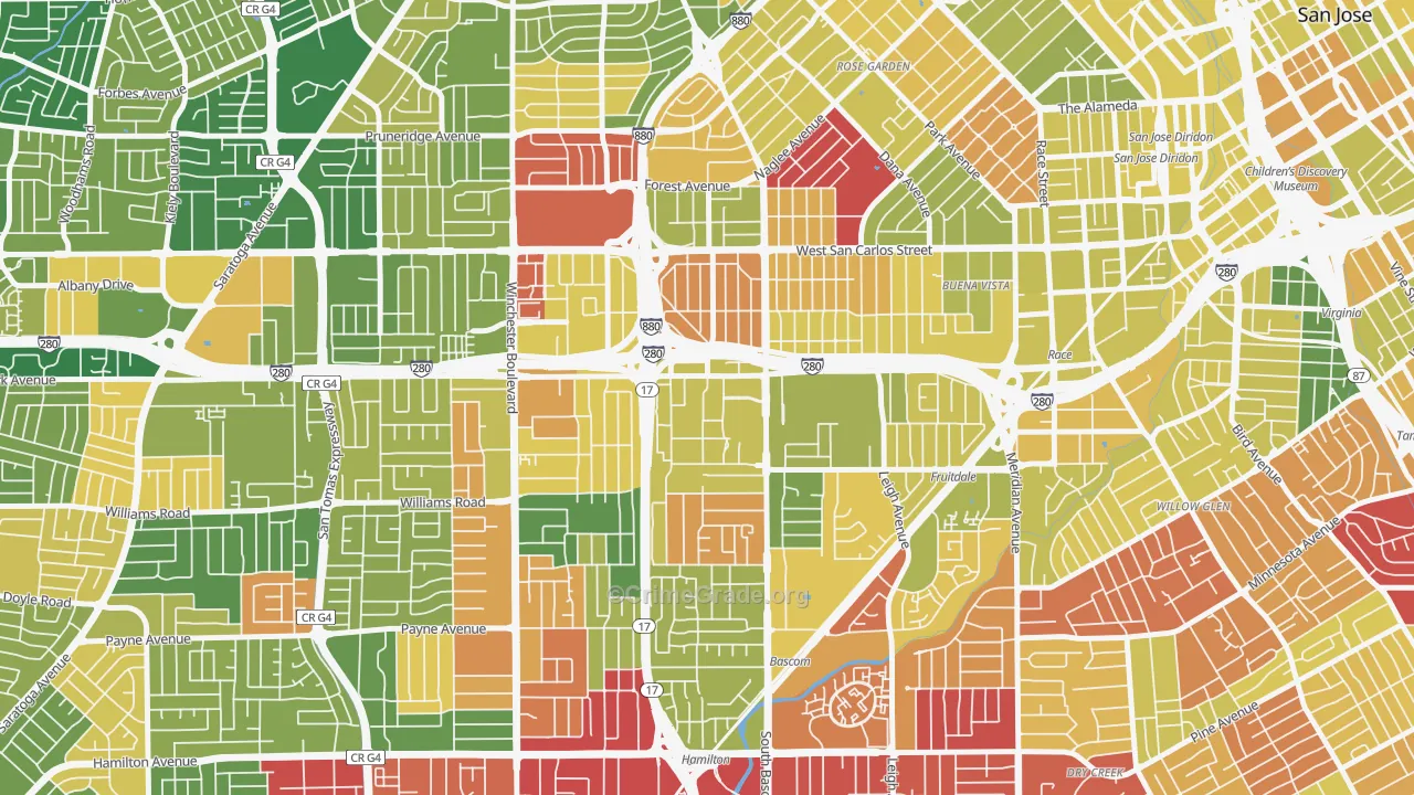 95128, CA Map of Vehicle Theft Rates