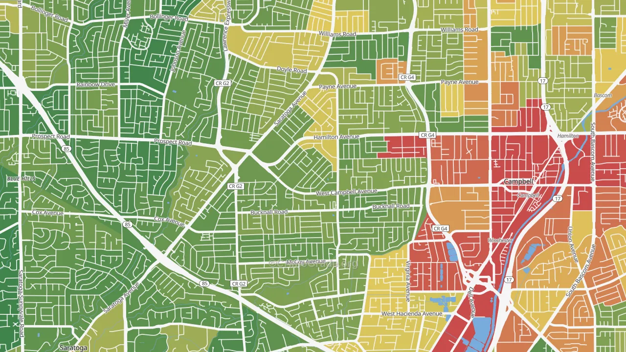 95130, CA Map of Vehicle Theft Rates