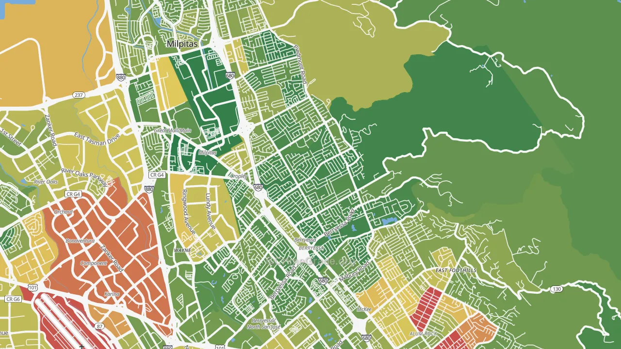 95132, CA Map of Vehicle Theft Rates