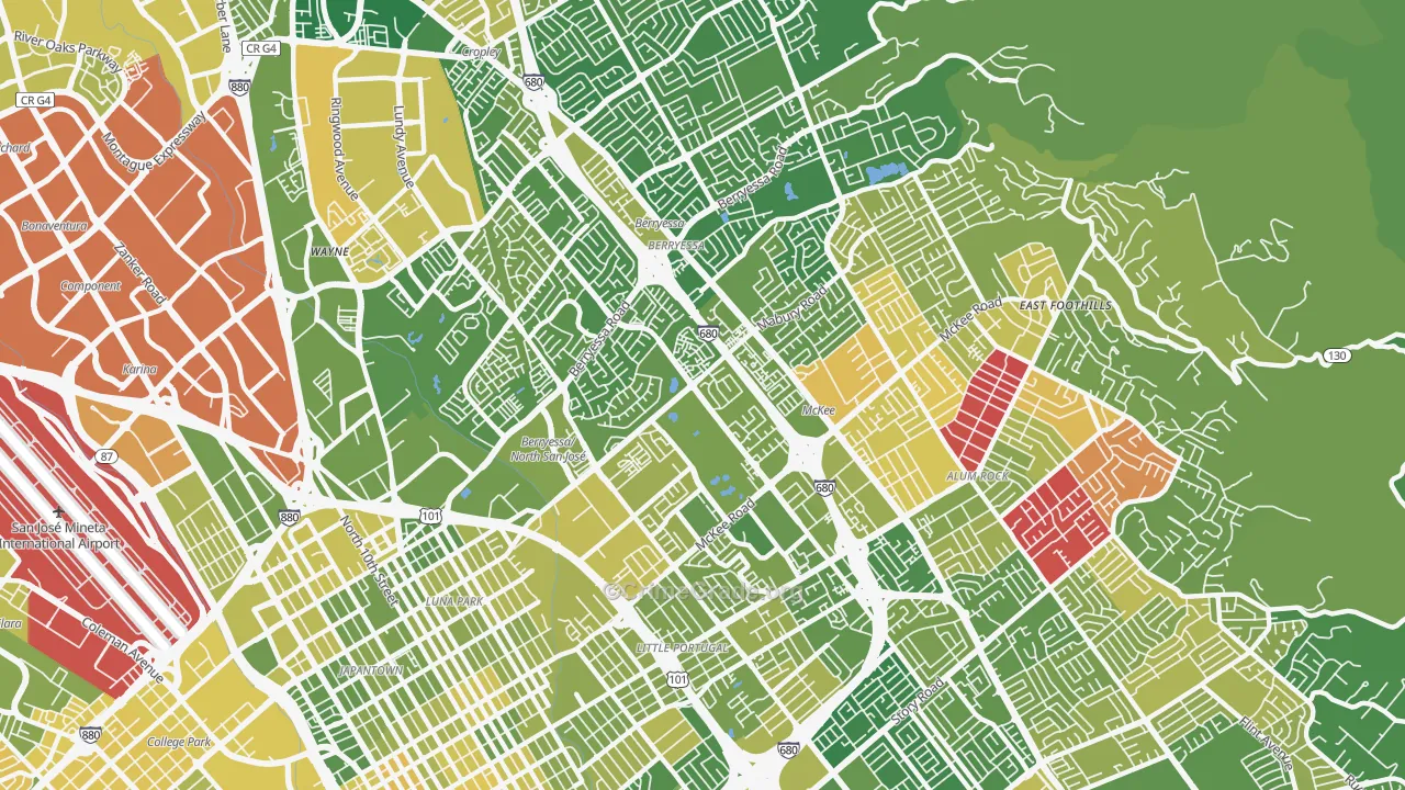 95133, CA Map of Vehicle Theft Rates