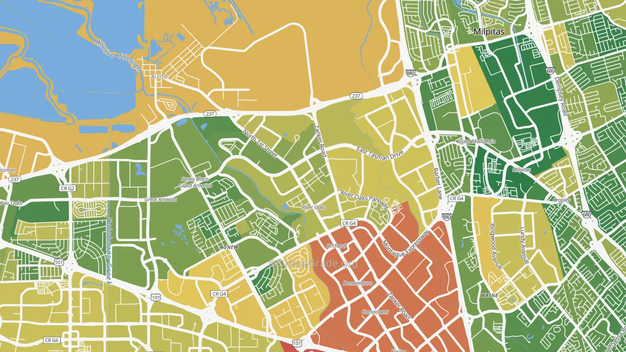 95134, CA Map of Vehicle Theft Rates