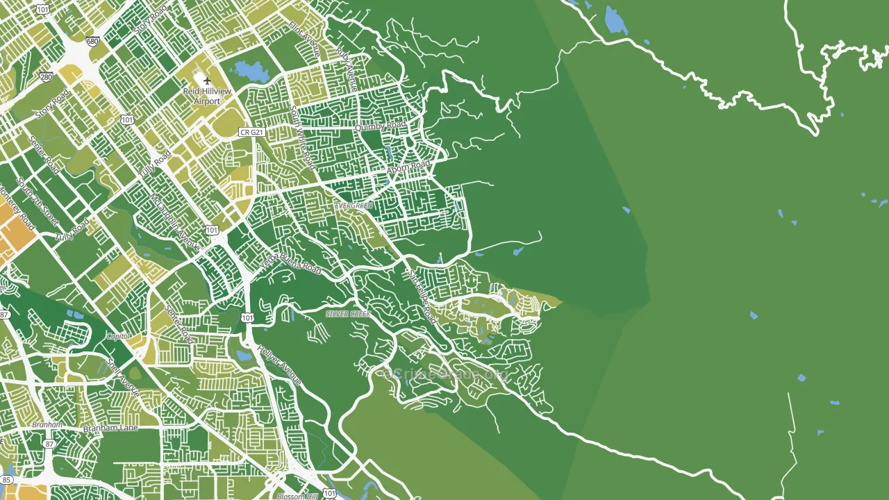 95135, CA Map of Vehicle Theft Rates