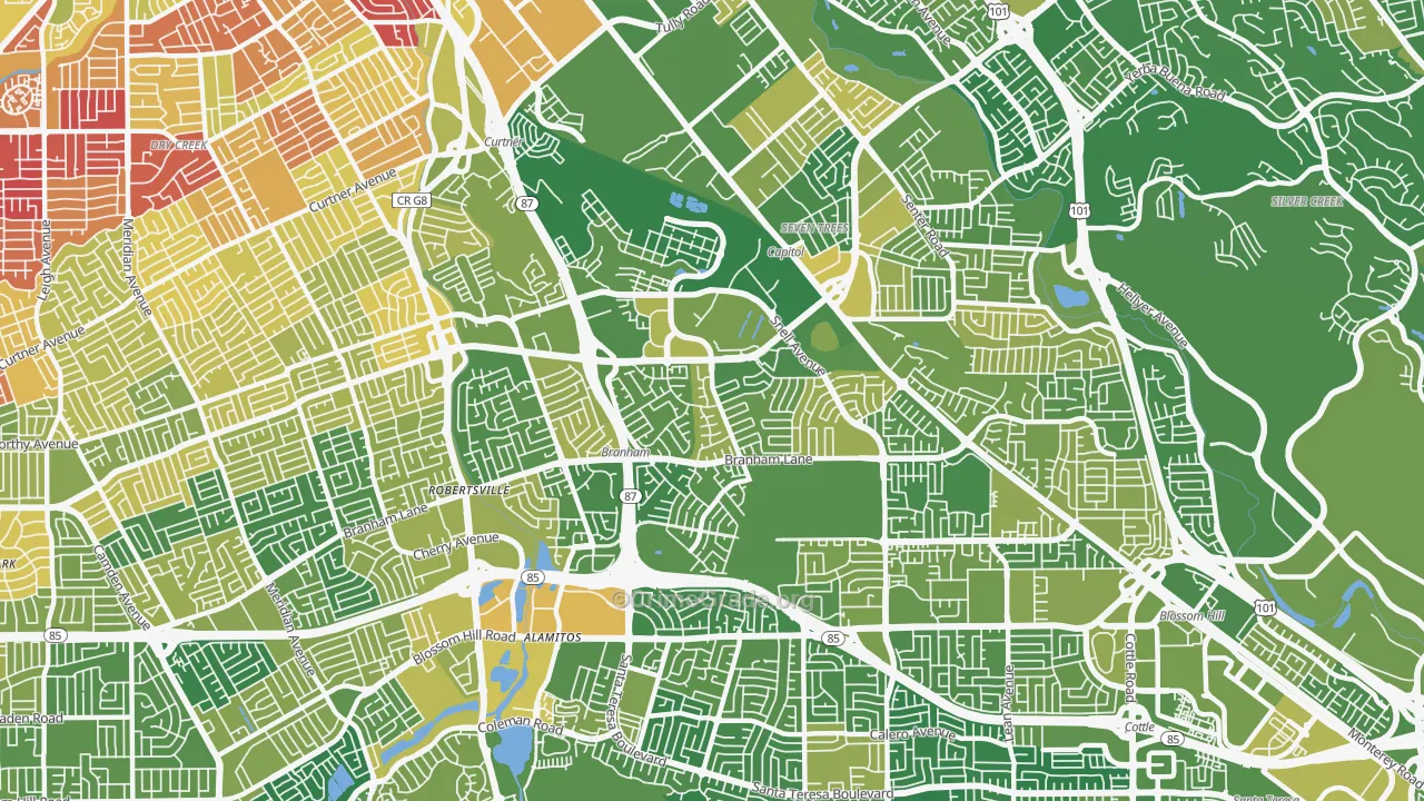 95136, CA Map of Vehicle Theft Rates