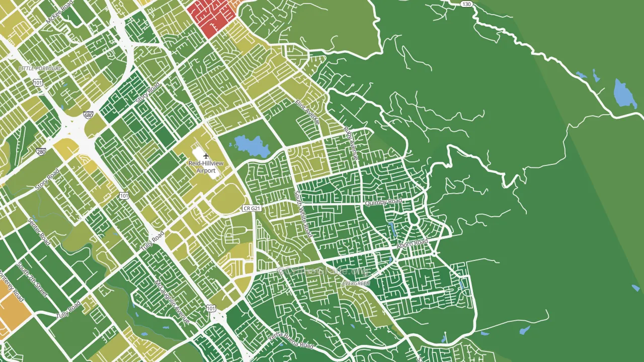 95148, CA Map of Vehicle Theft Rates