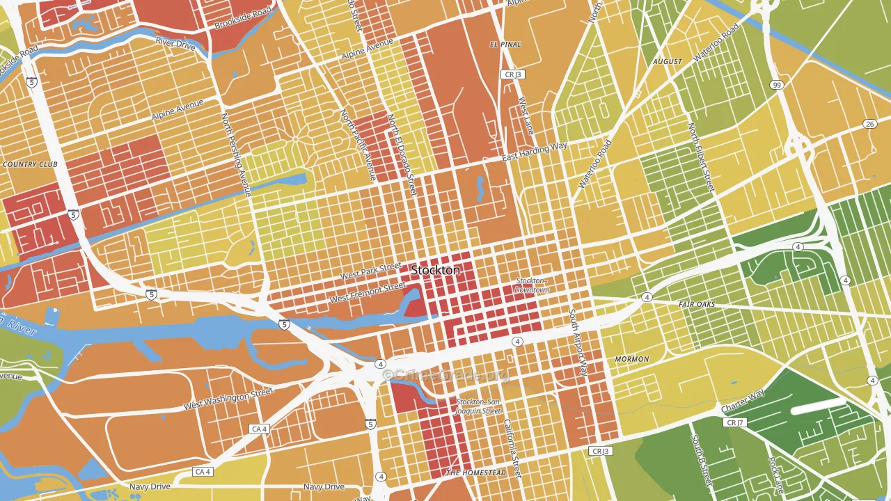 95202, CA Map of Vehicle Theft Rates
