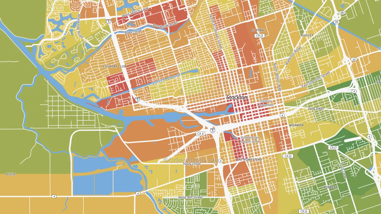 95203, CA Map of Vehicle Theft Rates