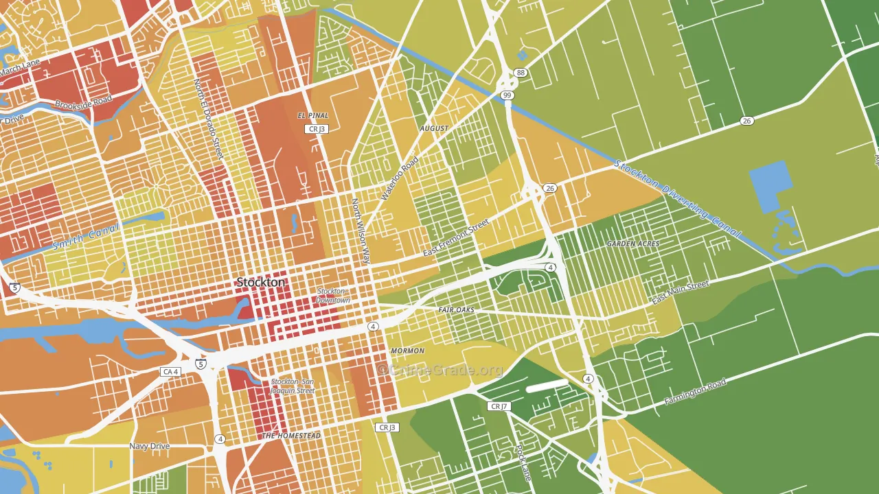 95205, CA Map of Vehicle Theft Rates