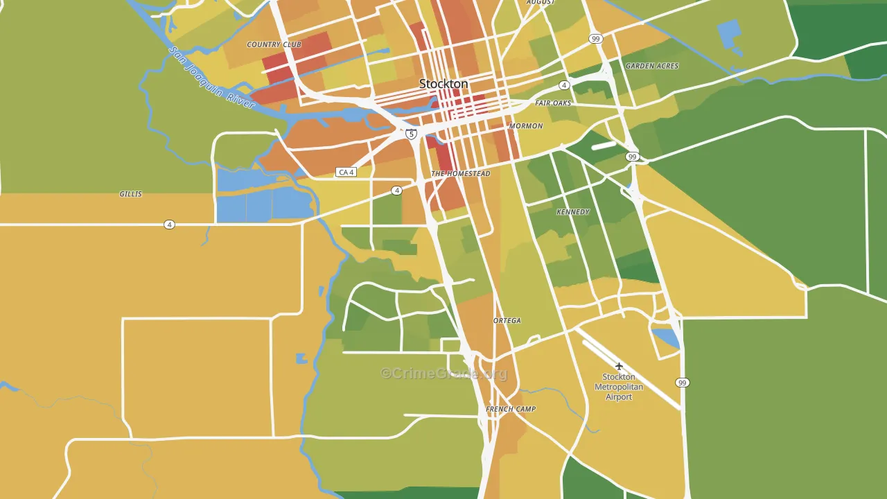 95206, CA Map of Vehicle Theft Rates