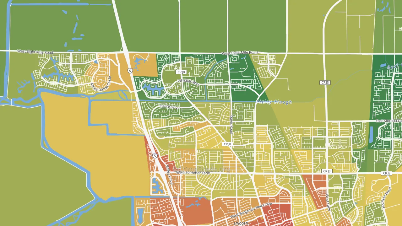 95209, CA Map of Vehicle Theft Rates