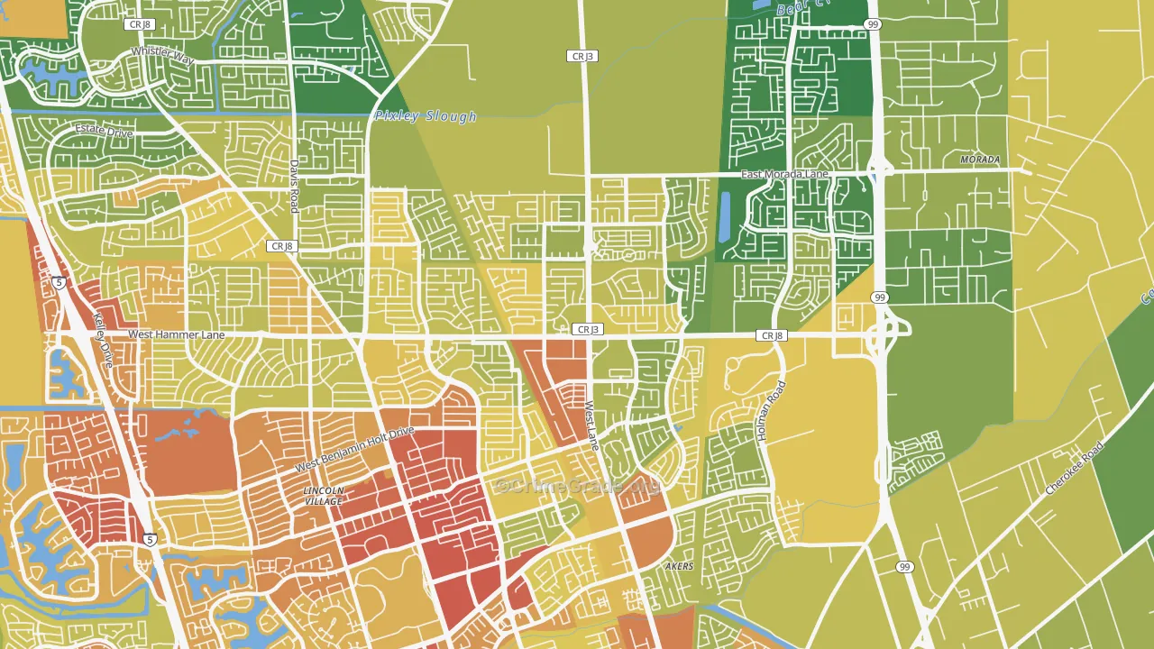 95210, CA Map of Vehicle Theft Rates