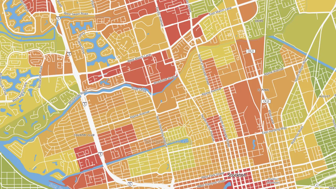 95211, CA Map of Vehicle Theft Rates