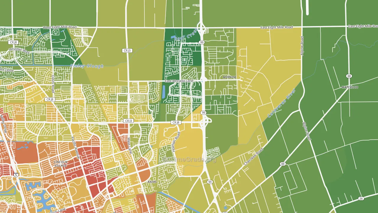 95212, CA Map of Vehicle Theft Rates