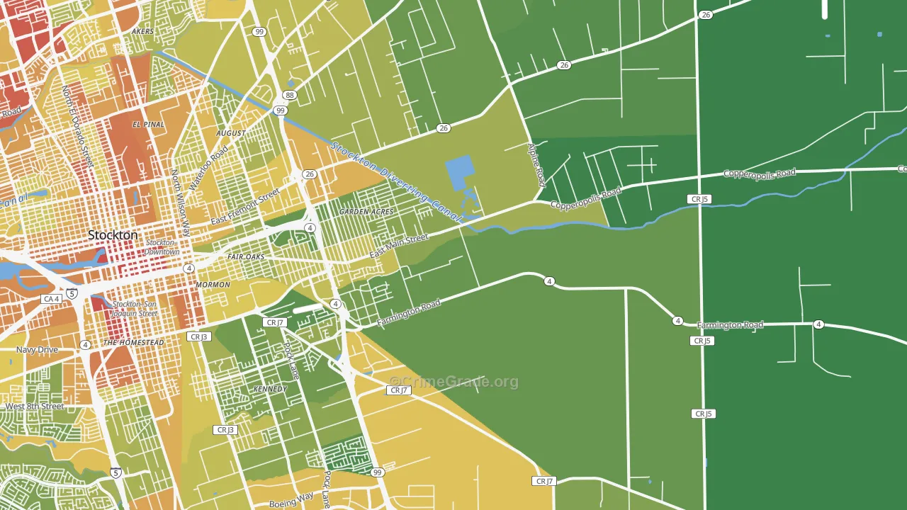 95215, CA Map of Vehicle Theft Rates