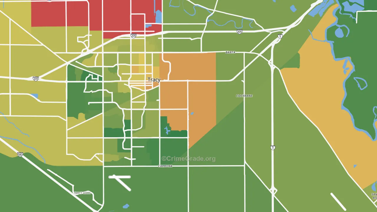 95304, CA Map of Vehicle Theft Rates