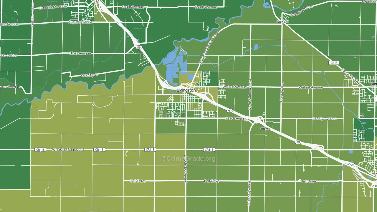 95334, CA Map of Vehicle Theft Rates