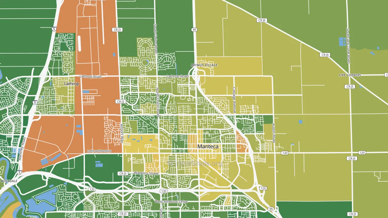 95336, CA Map of Vehicle Theft Rates