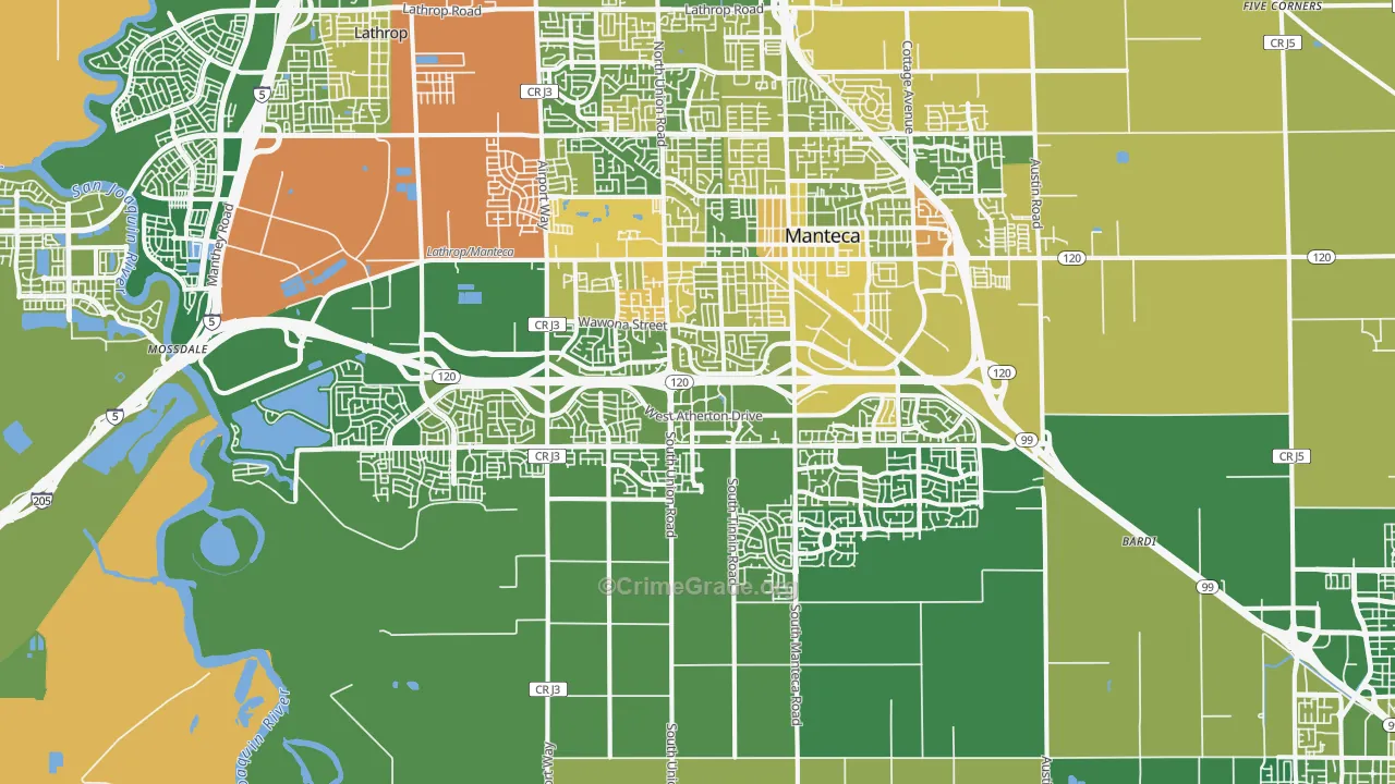 95337, CA Map of Vehicle Theft Rates
