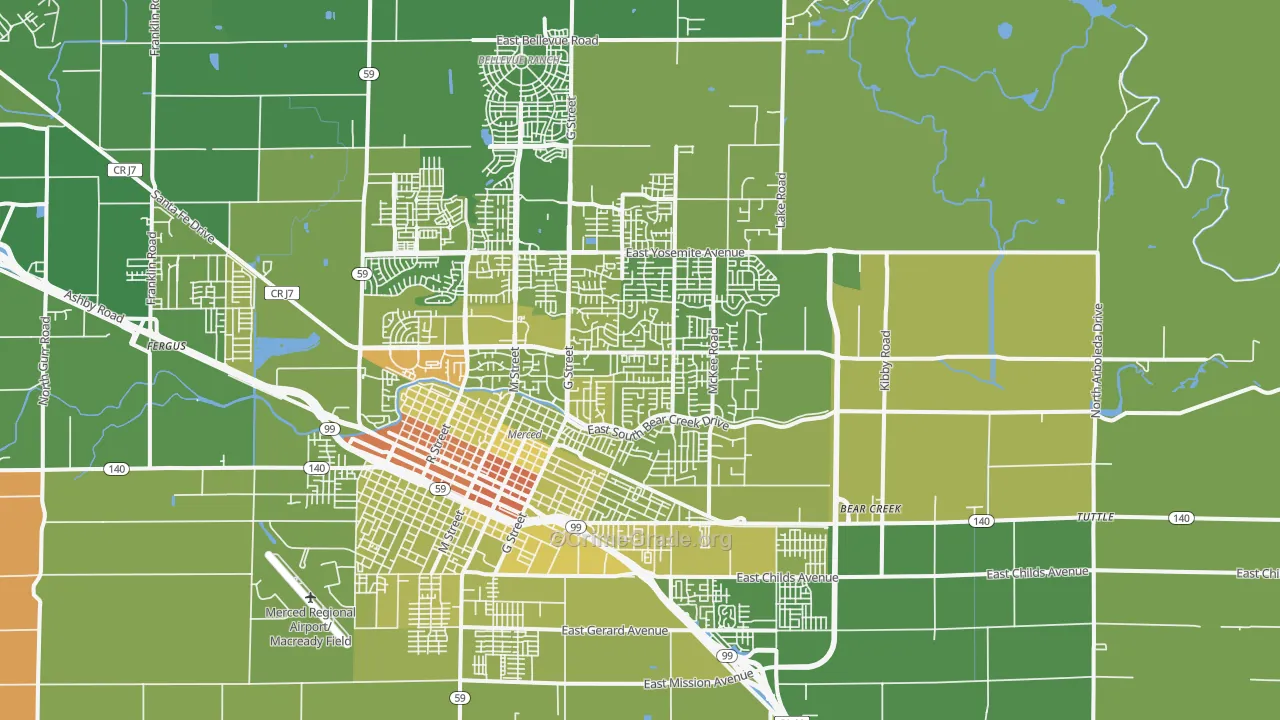95340, CA Map of Vehicle Theft Rates