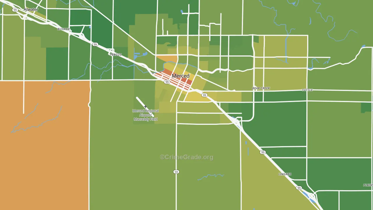 95341, CA Map of Vehicle Theft Rates