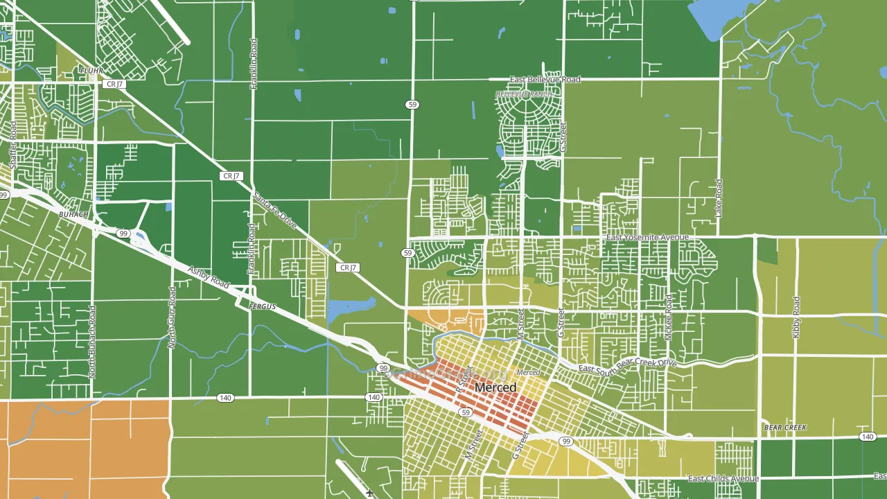 95348, CA Map of Vehicle Theft Rates