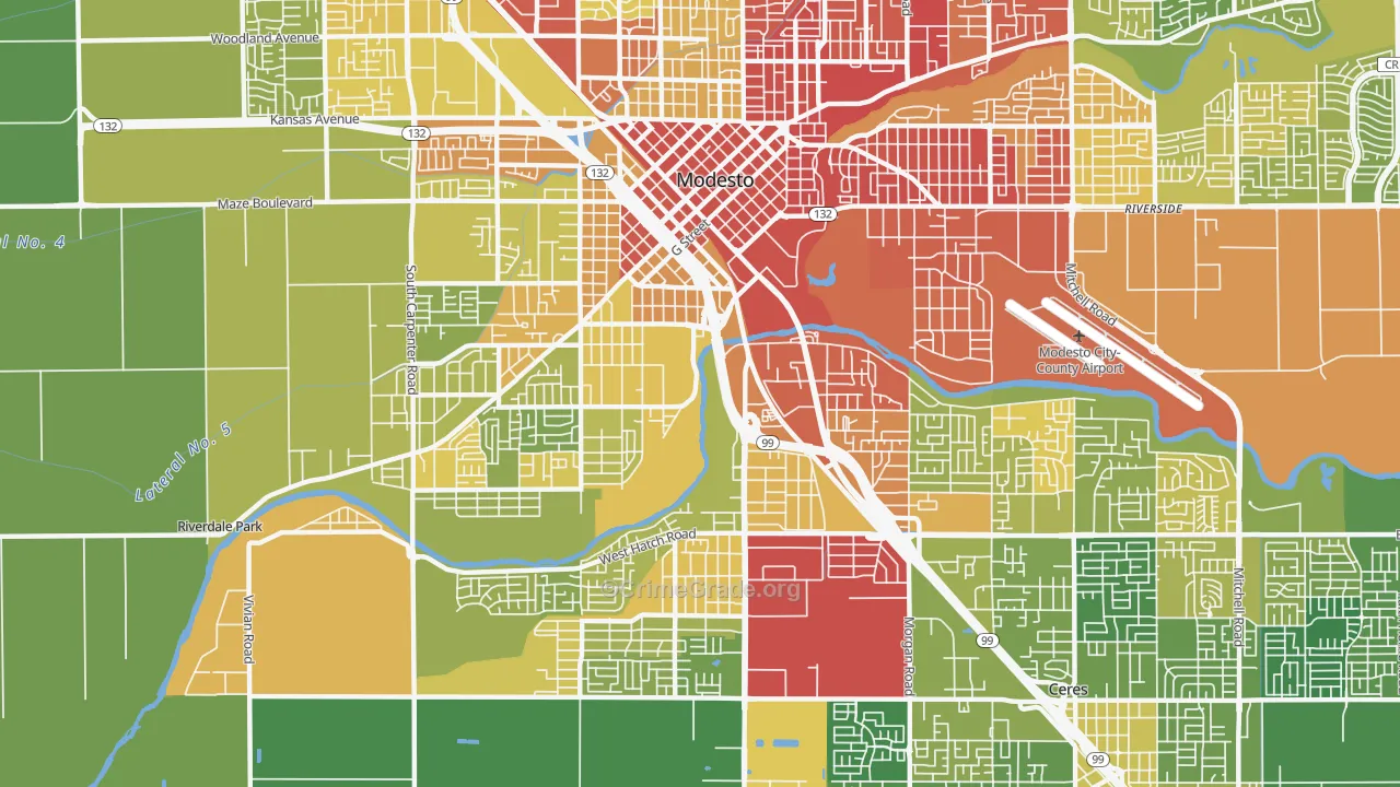 95351, CA Map of Vehicle Theft Rates