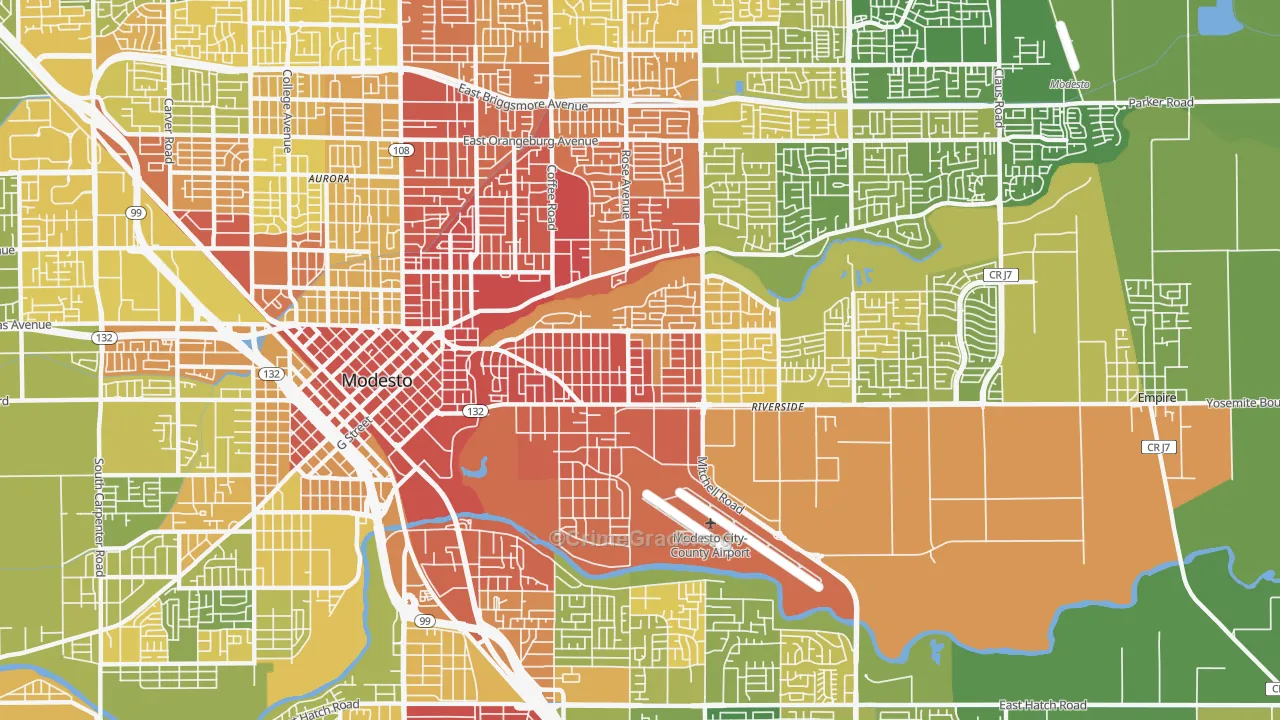 95354, CA Map of Vehicle Theft Rates