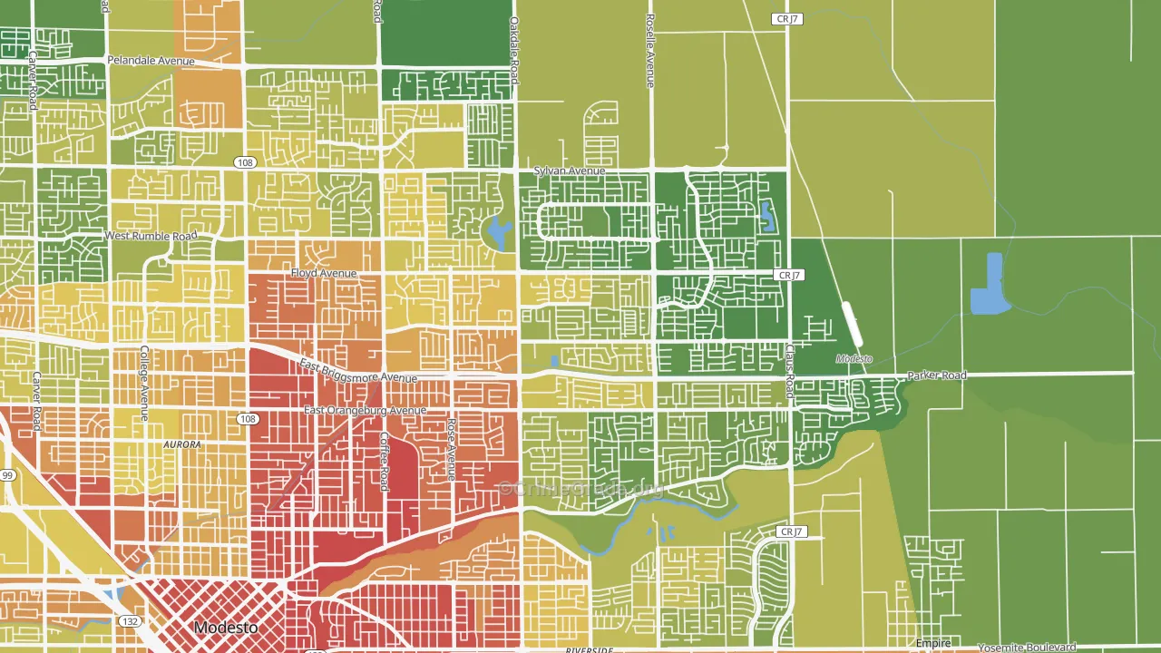 95355, CA Map of Vehicle Theft Rates