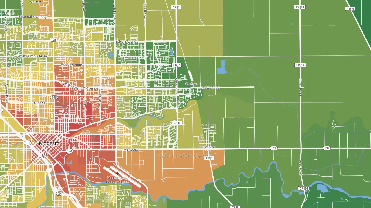 95357, CA Map of Vehicle Theft Rates