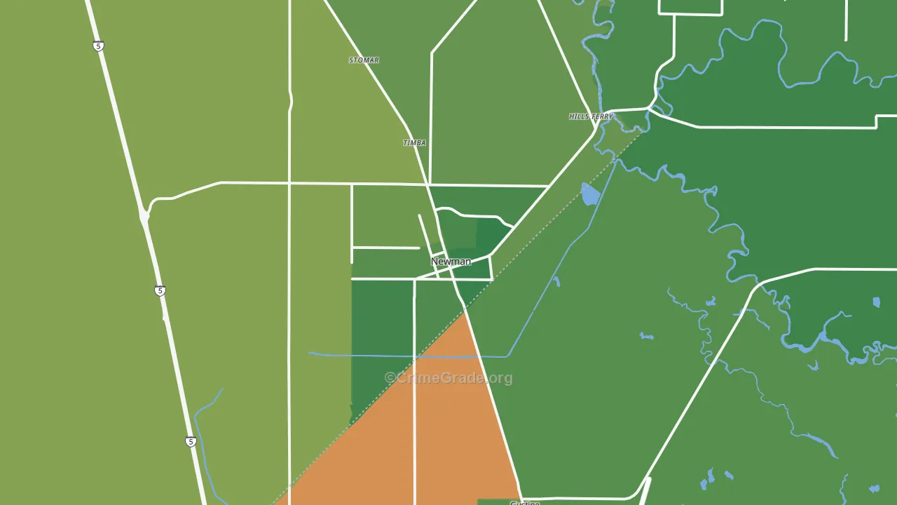 95360, CA Map of Vehicle Theft Rates