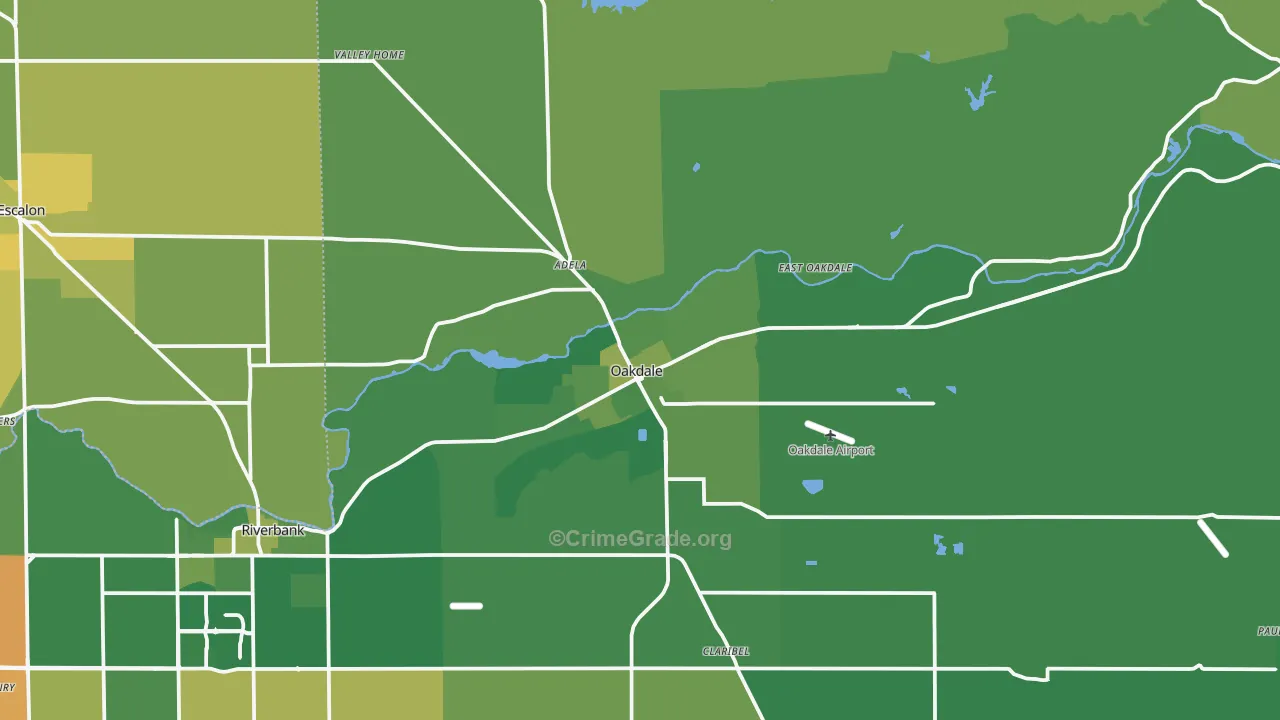 95361, CA Map of Vehicle Theft Rates