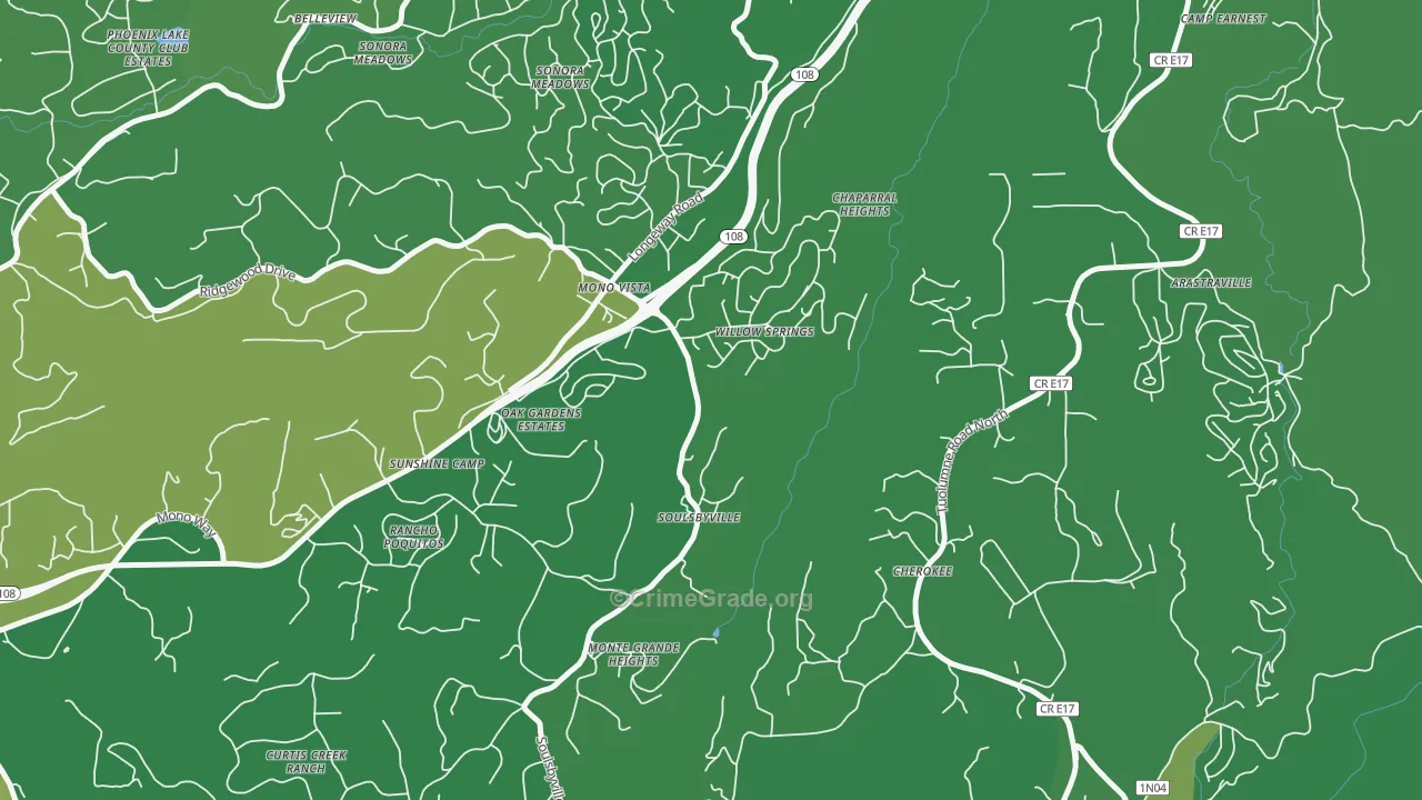 95372, CA Map of Vehicle Theft Rates