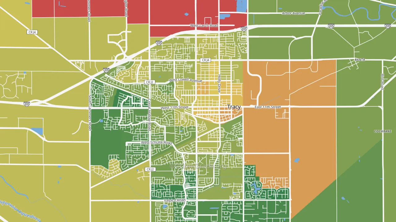 95376, CA Map of Vehicle Theft Rates
