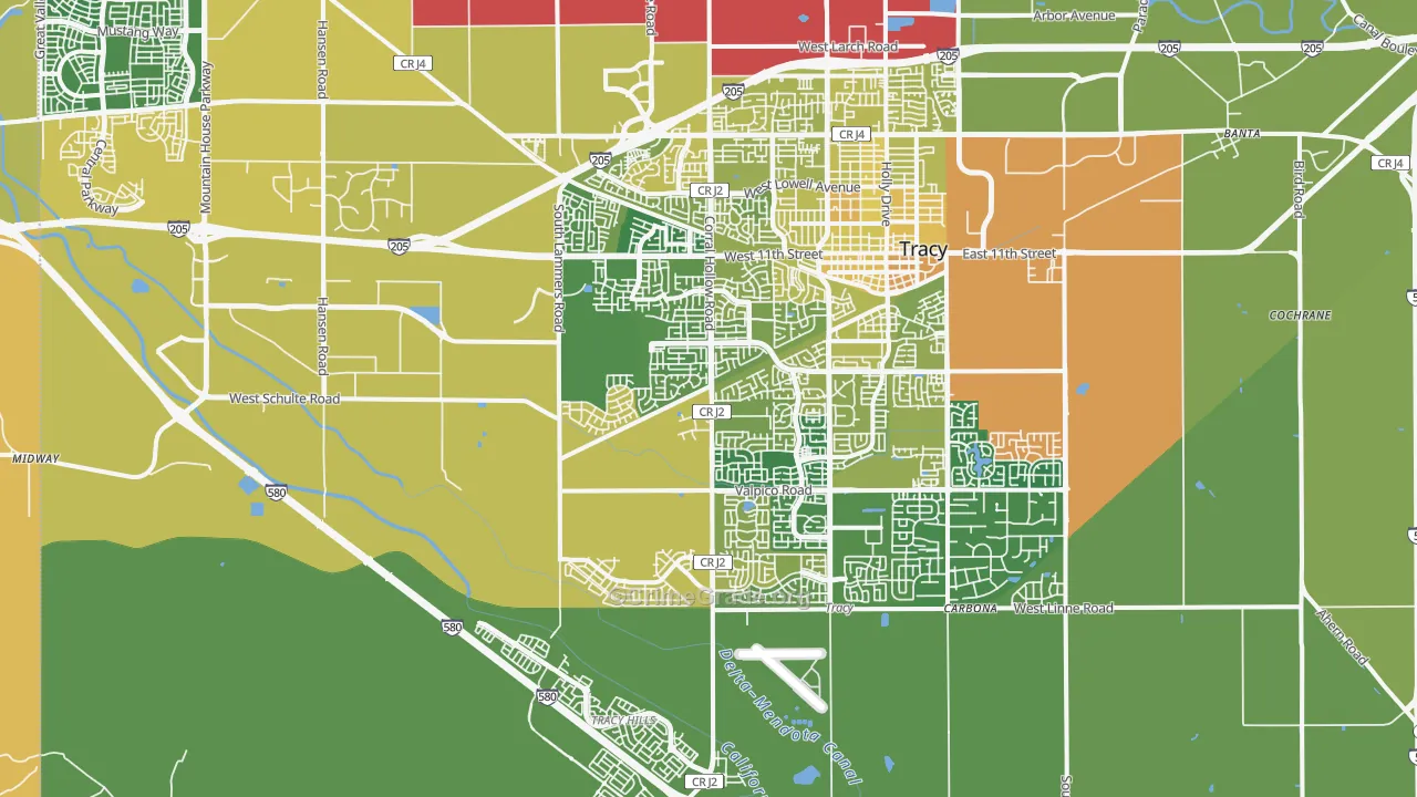 95377, CA Map of Vehicle Theft Rates