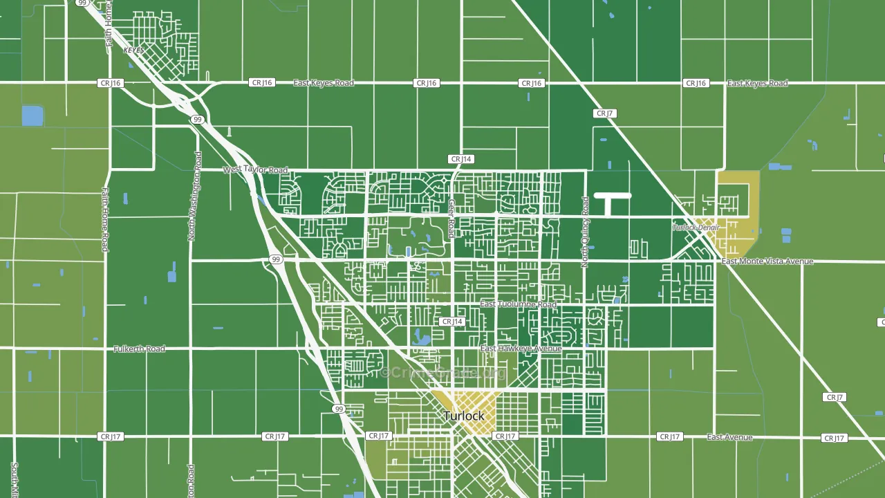 95382, CA Map of Vehicle Theft Rates