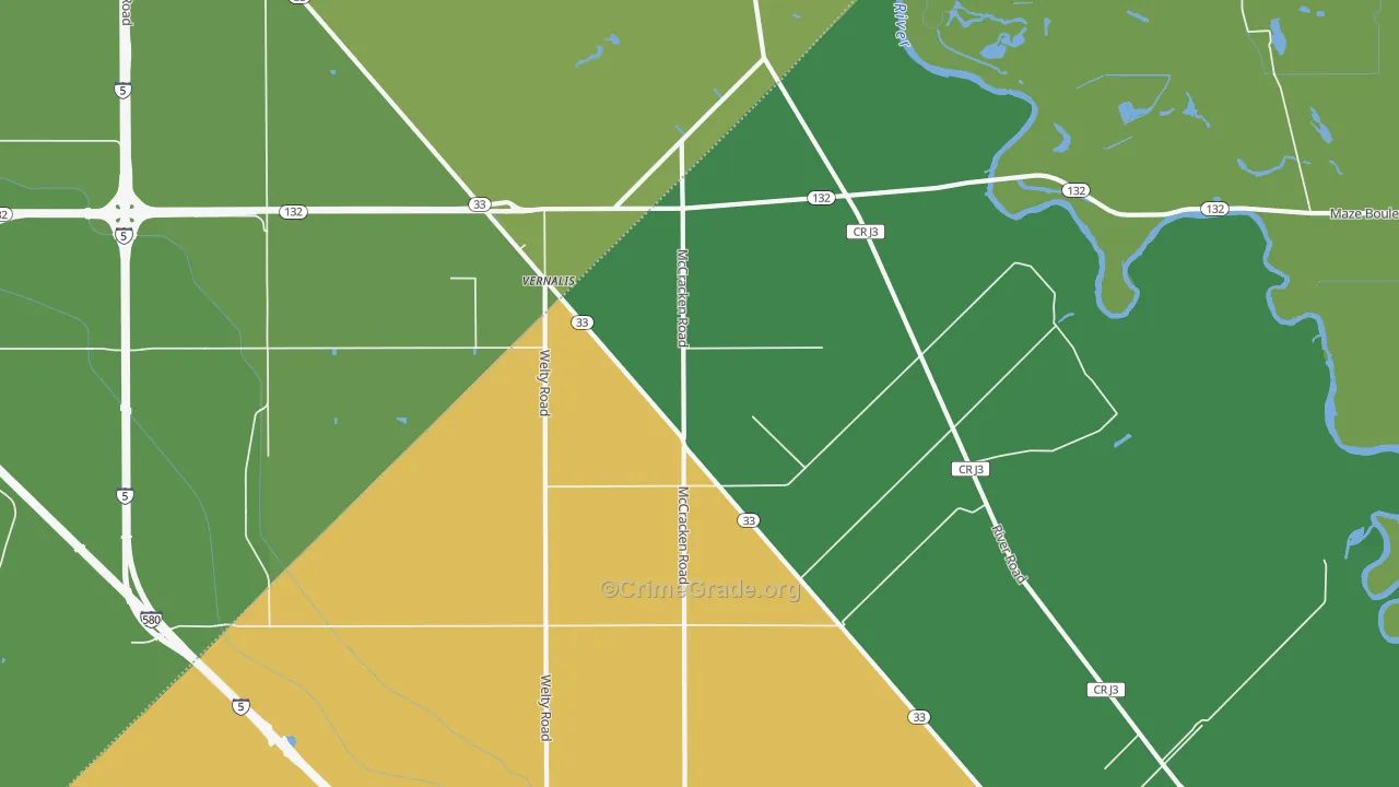 95385, CA Map of Vehicle Theft Rates